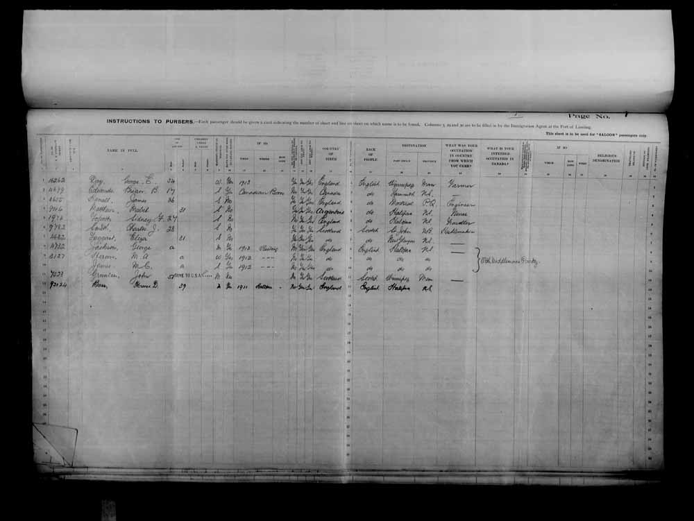 Digitized page of Passenger Lists for Image No.: e006076364
