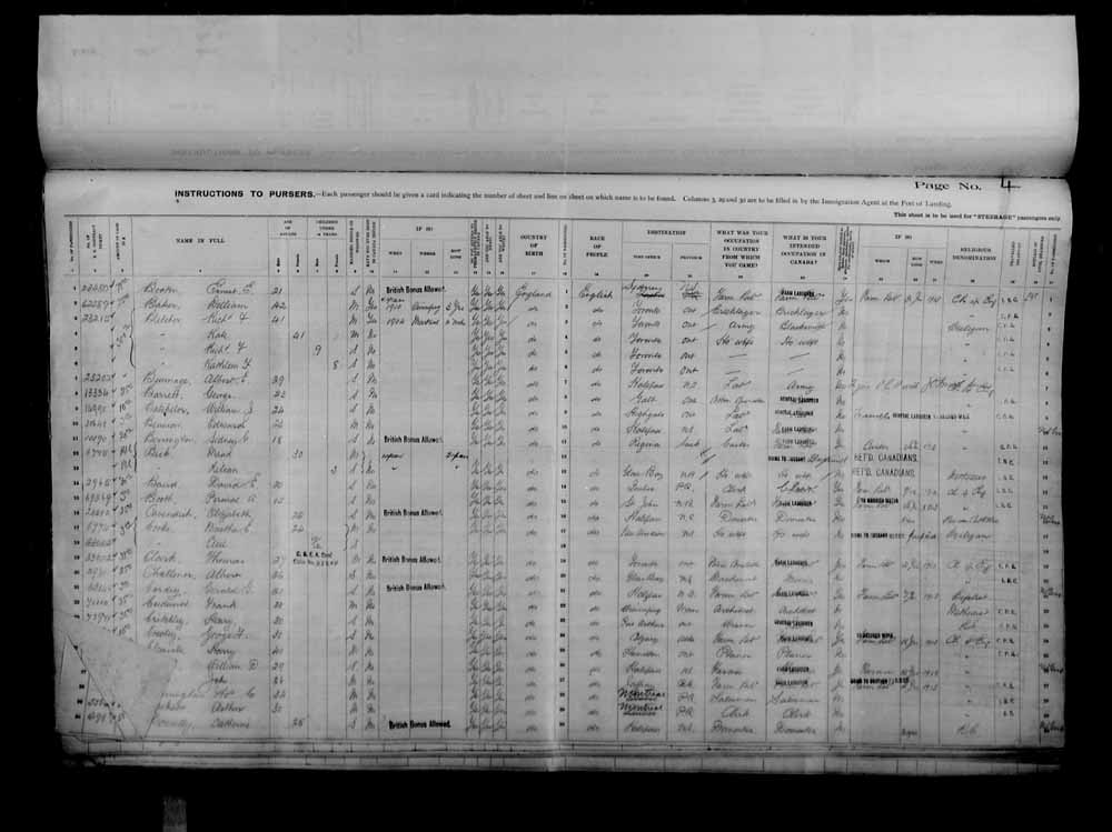 Digitized page of Passenger Lists for Image No.: e006076367