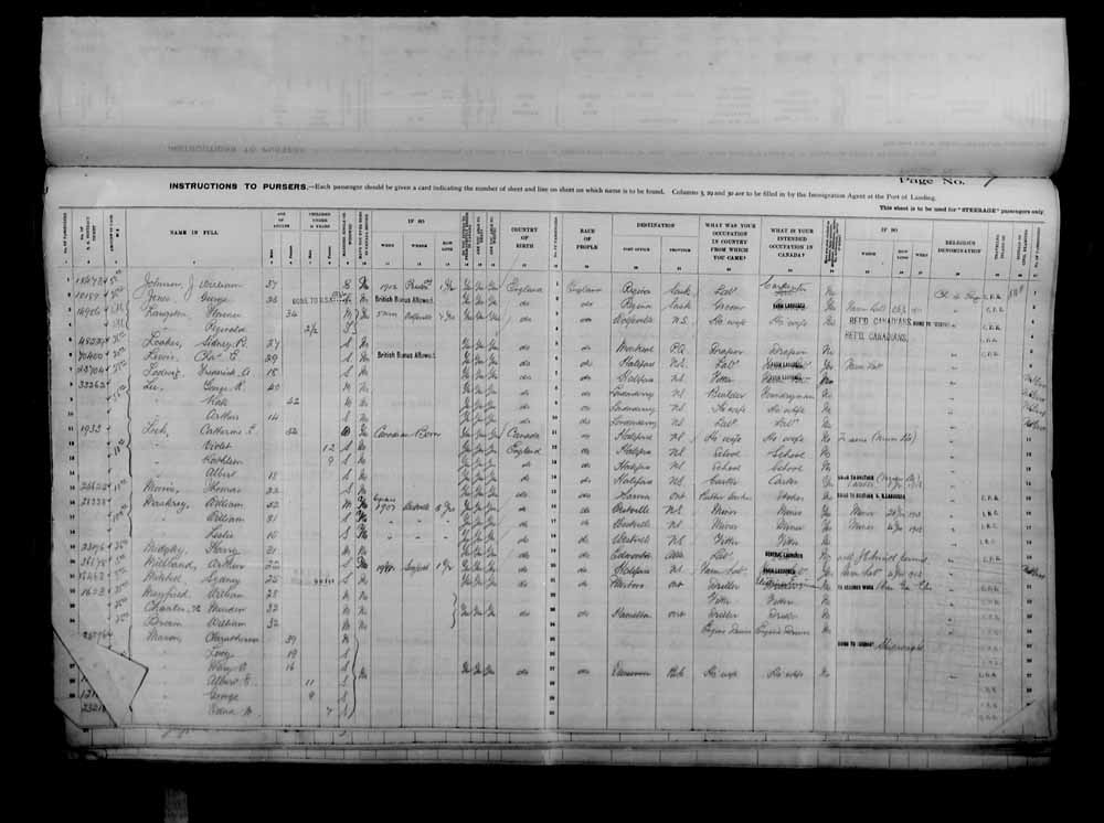 Digitized page of Passenger Lists for Image No.: e006076370
