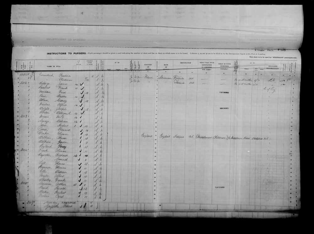 Digitized page of Passenger Lists for Image No.: e006076375