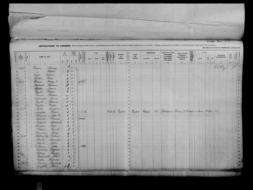 Digitized page of Passenger Lists for Image No.: e006076376