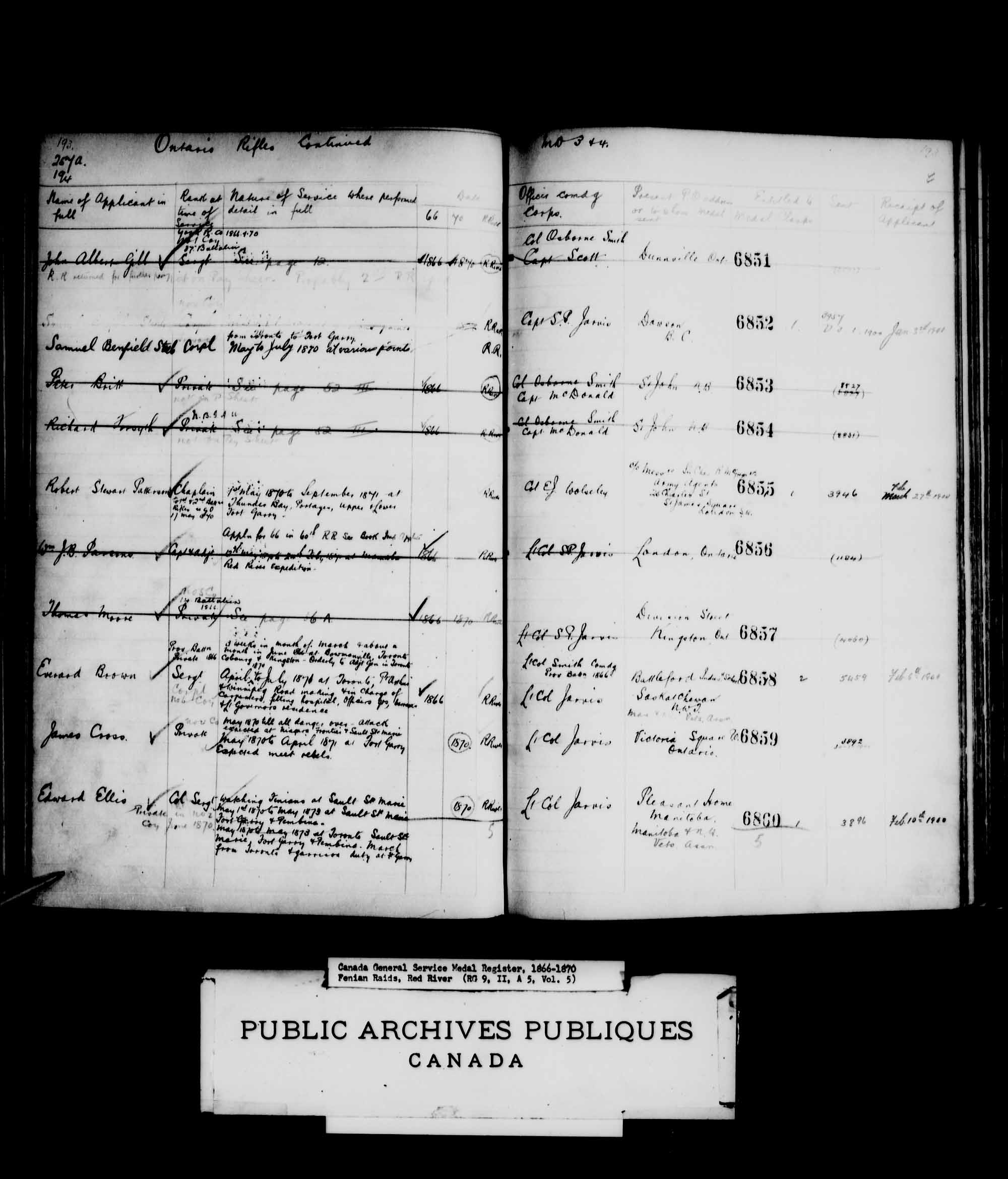 Digitized page of Medals, Honours and Awards for Image No.: e008682254