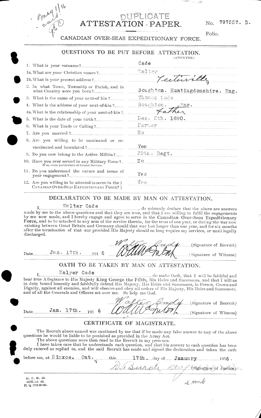 Personnel Records of the First World War - CEF 000113a