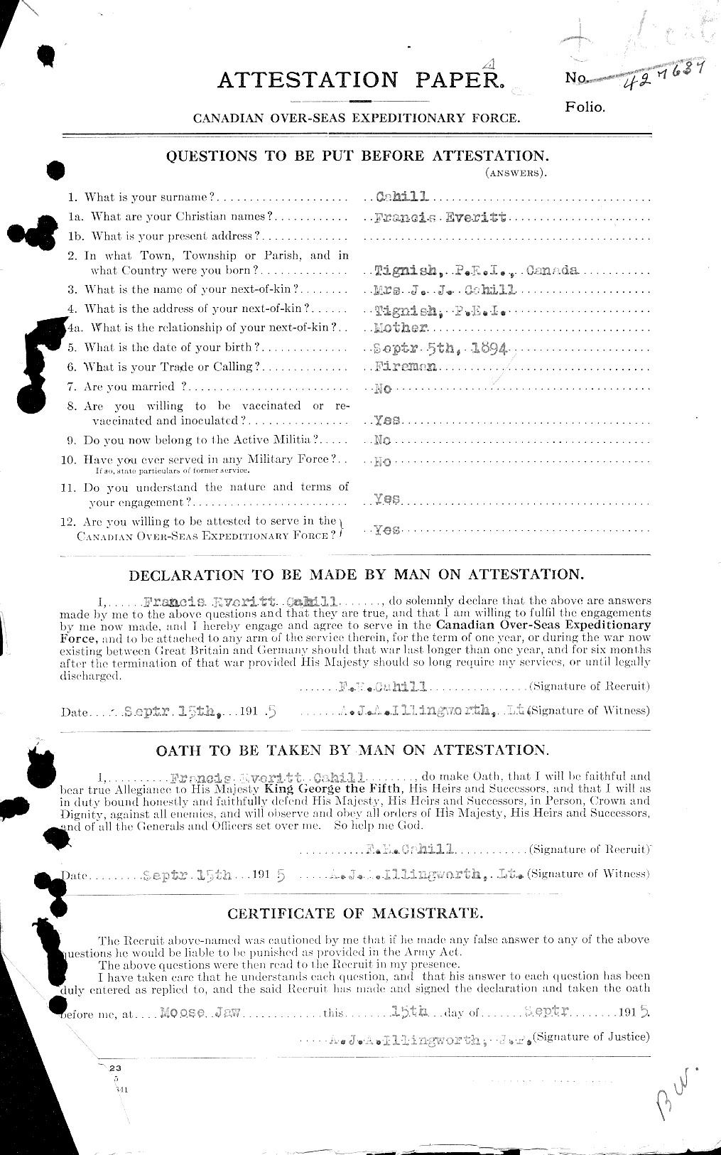 Personnel Records of the First World War - CEF 000233a