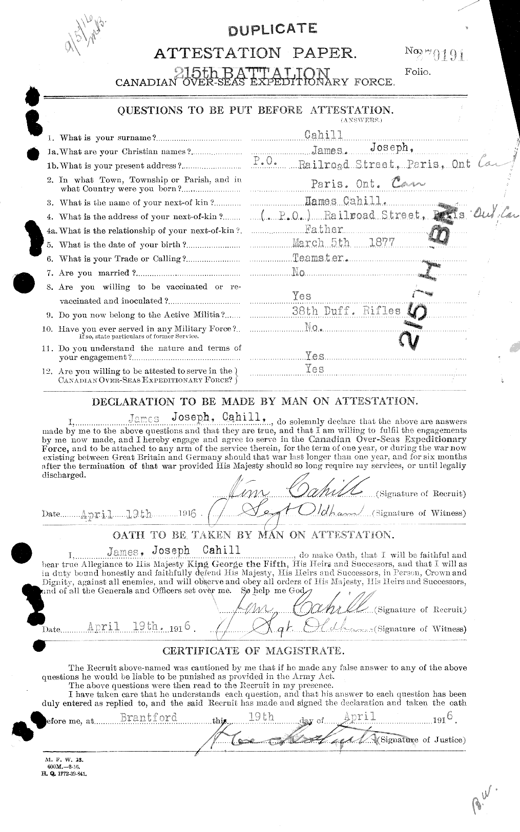 Personnel Records of the First World War - CEF 000250a