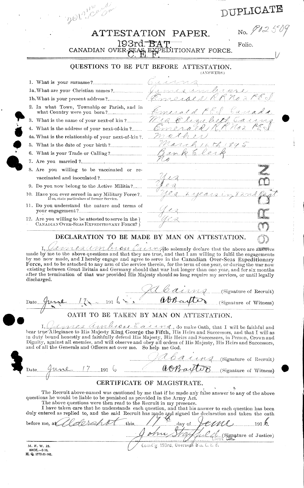 Personnel Records of the First World War - CEF 000514a