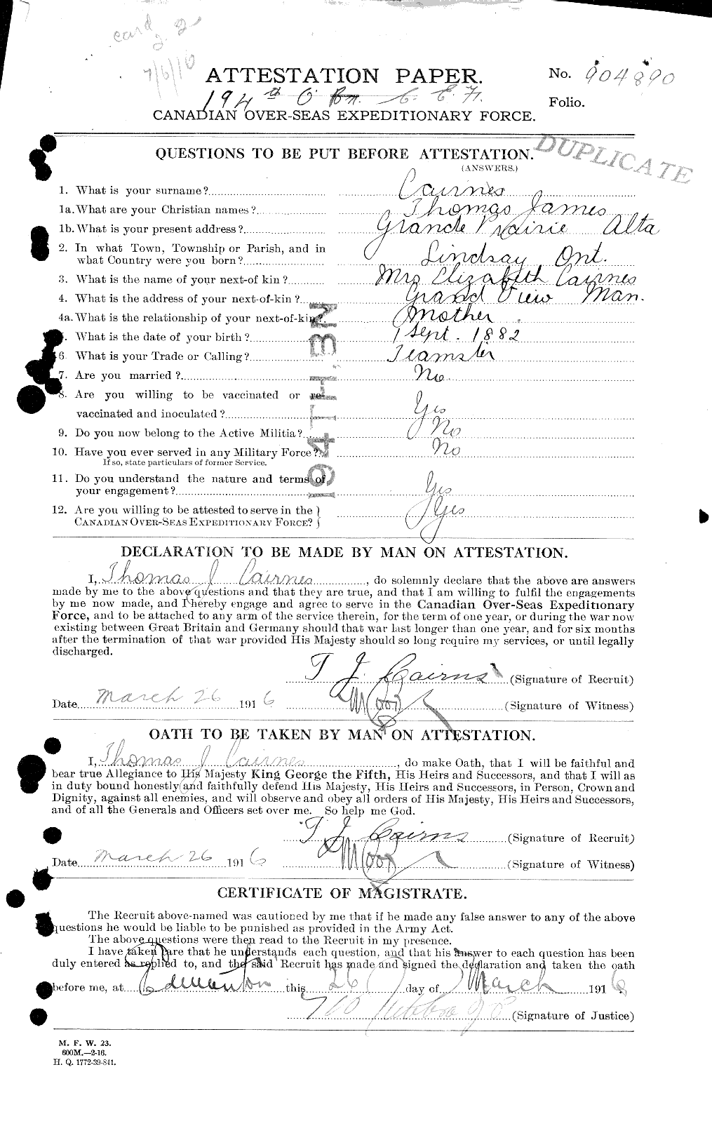 Personnel Records of the First World War - CEF 000527a