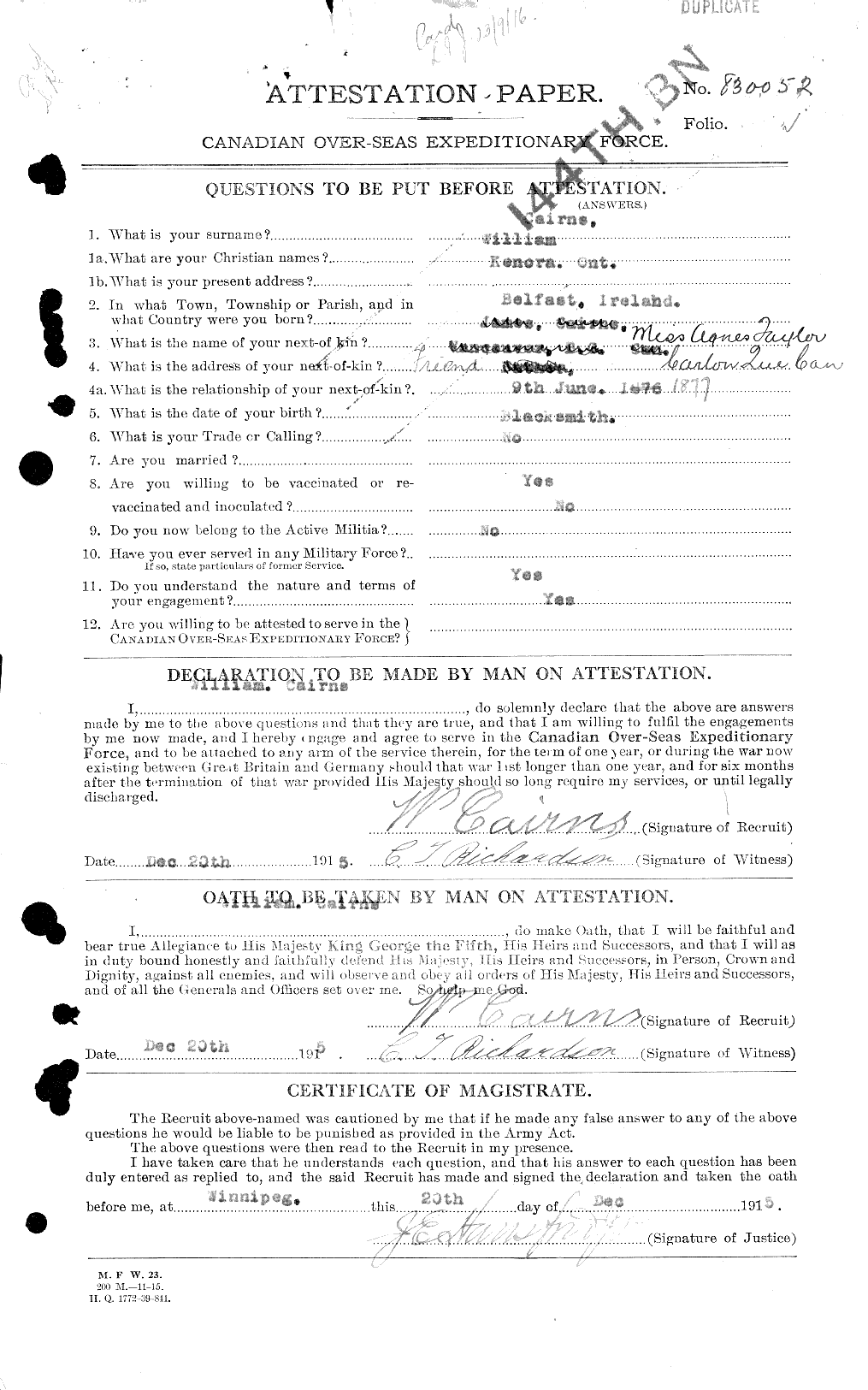 Personnel Records of the First World War - CEF 000539a