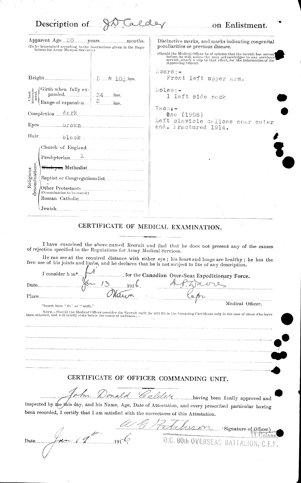 Dossiers du Personnel de la Première Guerre mondiale - CEC 000944b
