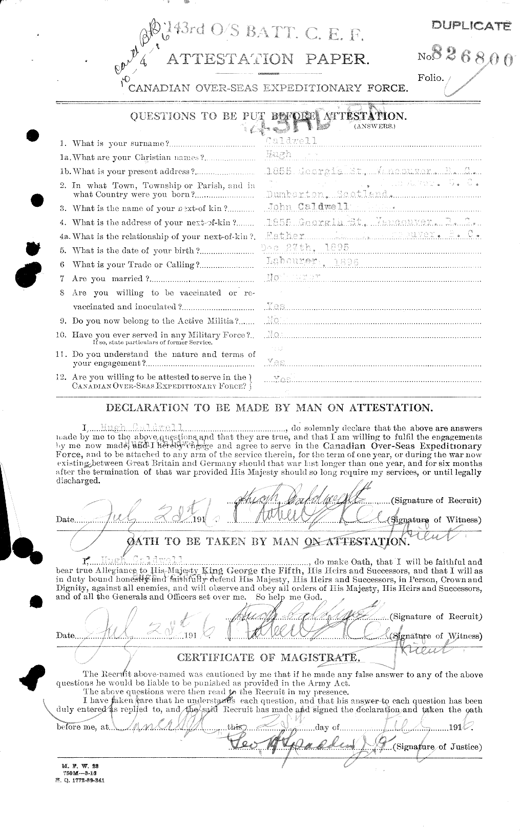Personnel Records of the First World War - CEF 001060a