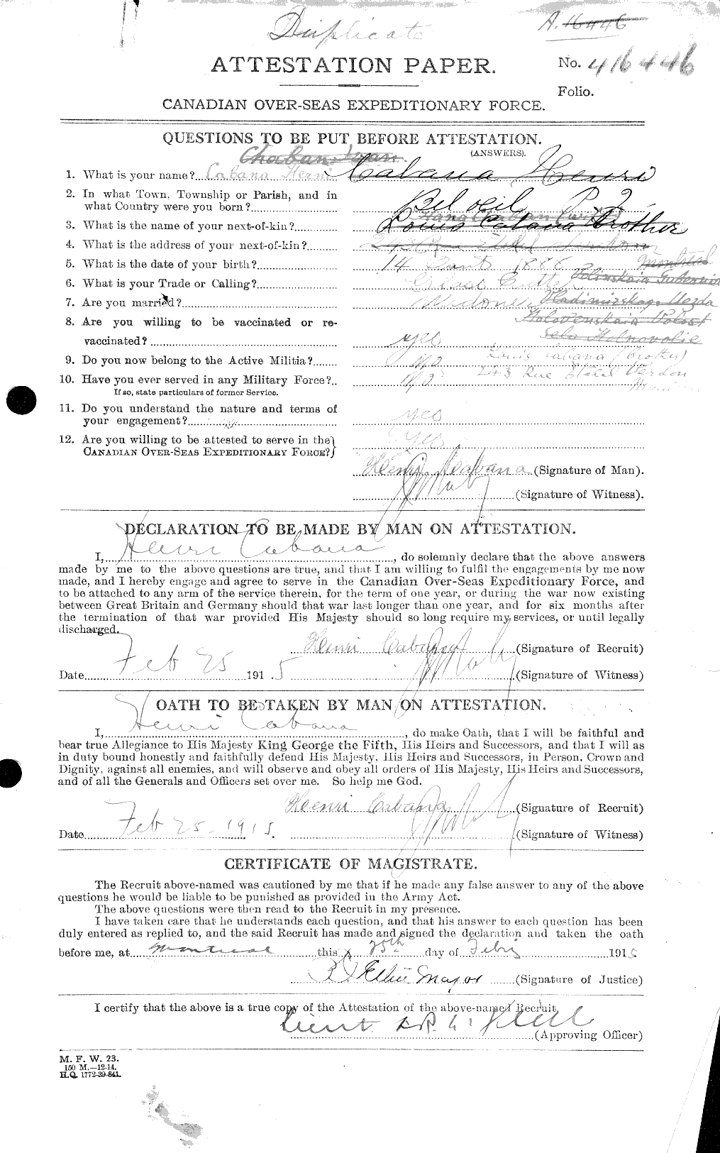 Personnel Records of the First World War - CEF 001440a