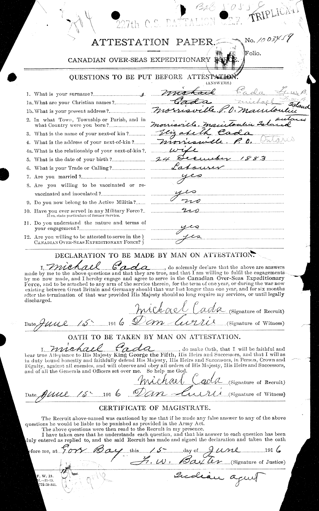 Personnel Records of the First World War - CEF 001495a