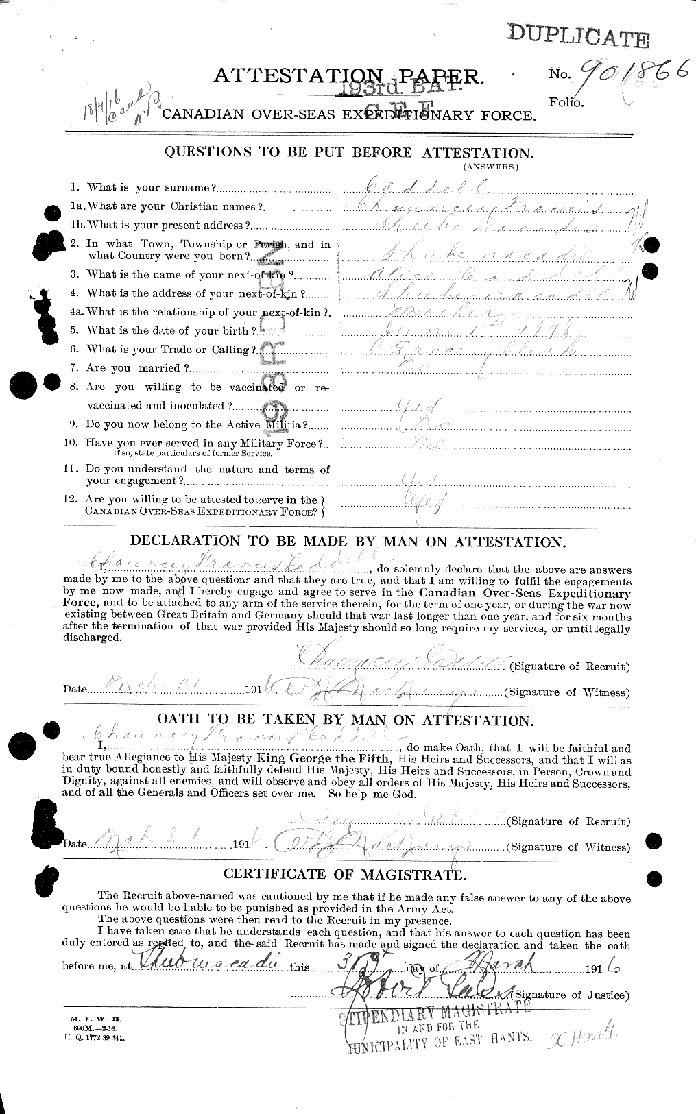 Personnel Records of the First World War - CEF 001505a