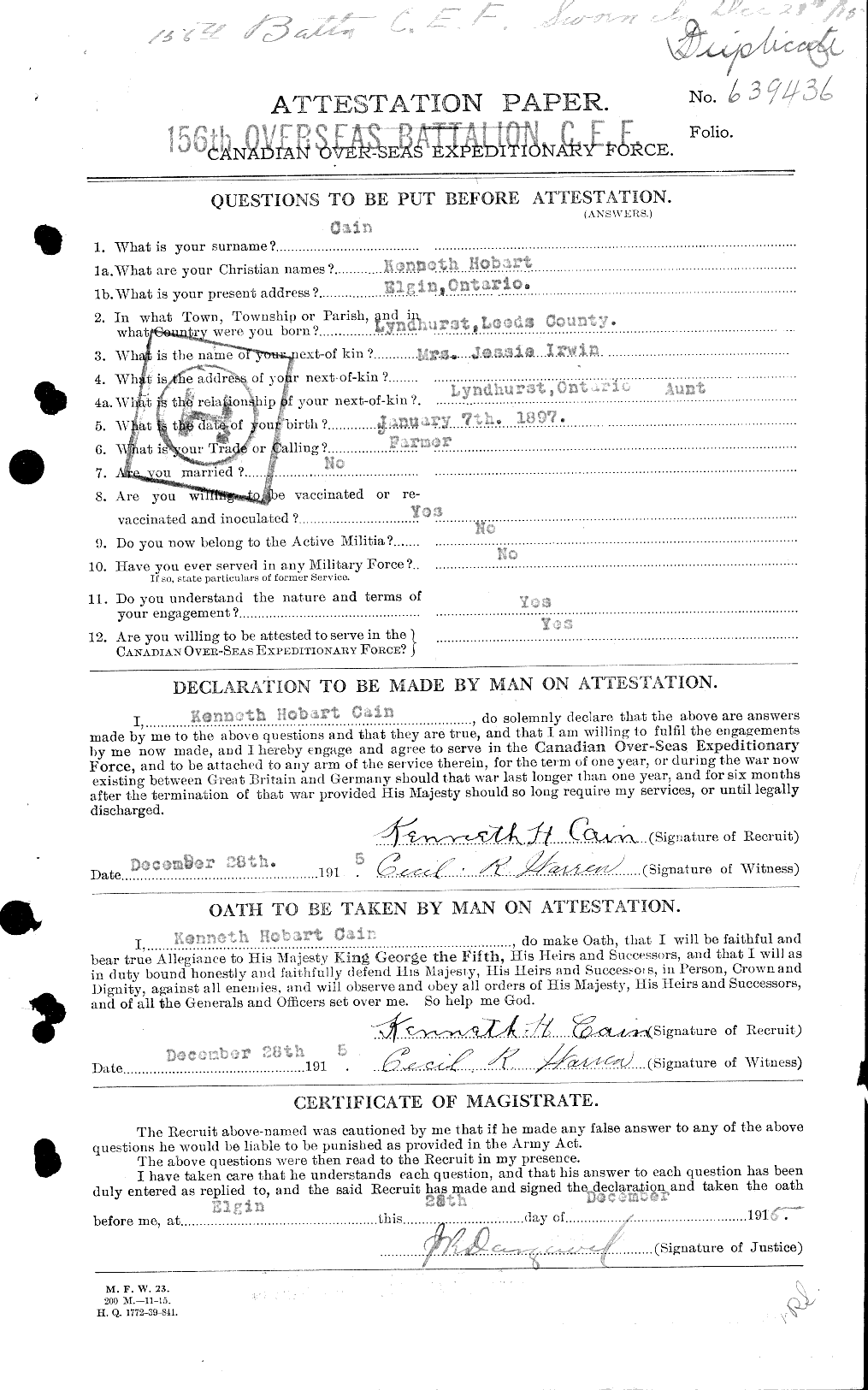 Personnel Records of the First World War - CEF 001755a