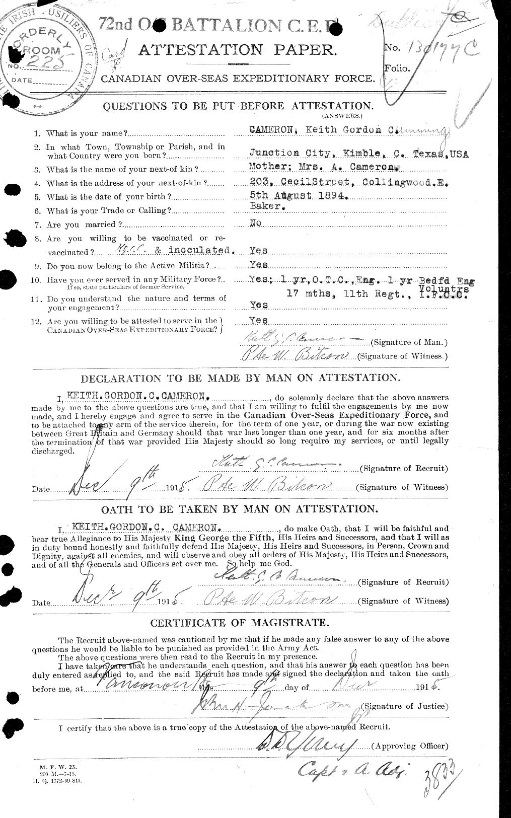 Personnel Records of the First World War - CEF 002372a