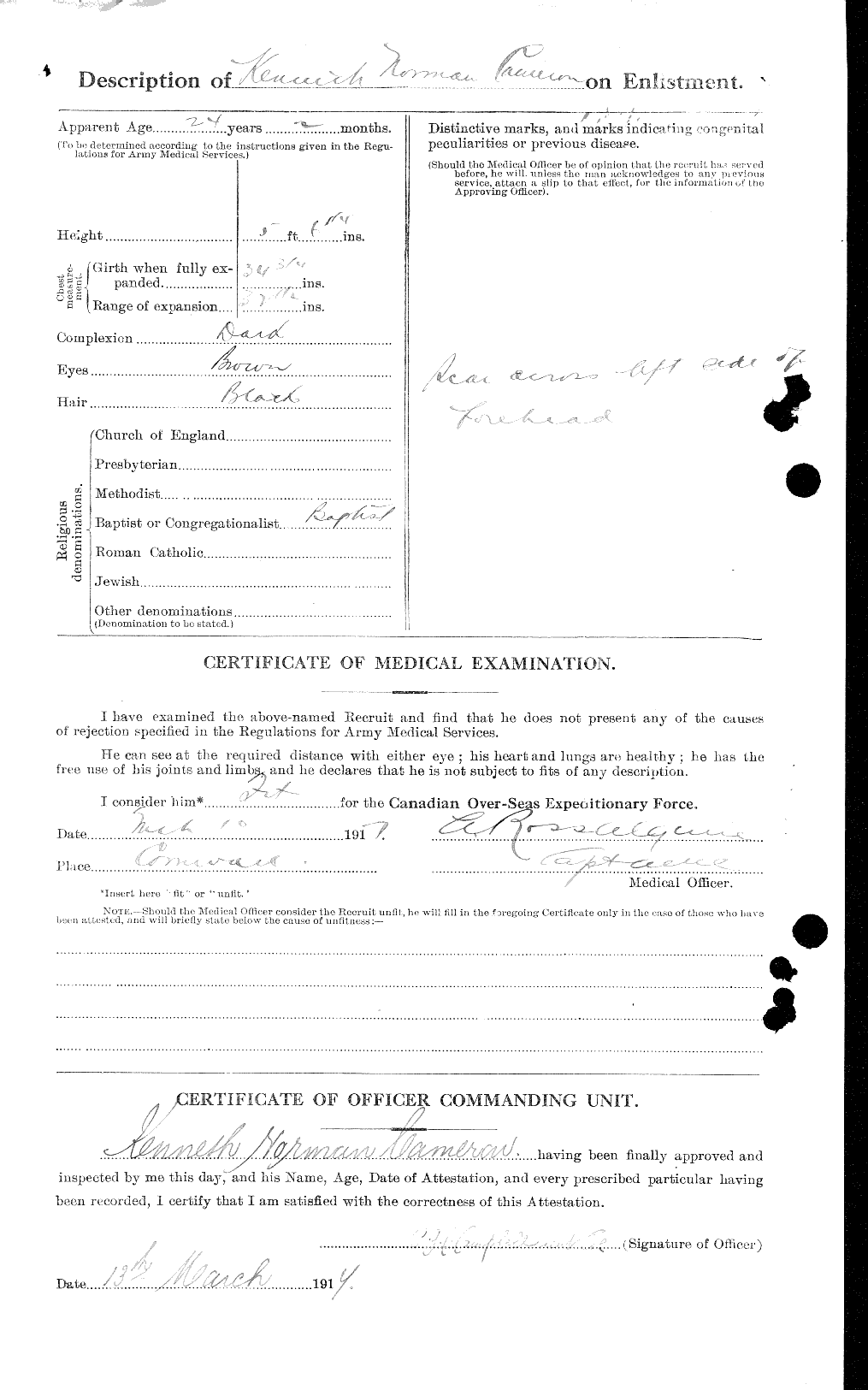 Dossiers du Personnel de la Première Guerre mondiale - CEC 002377b