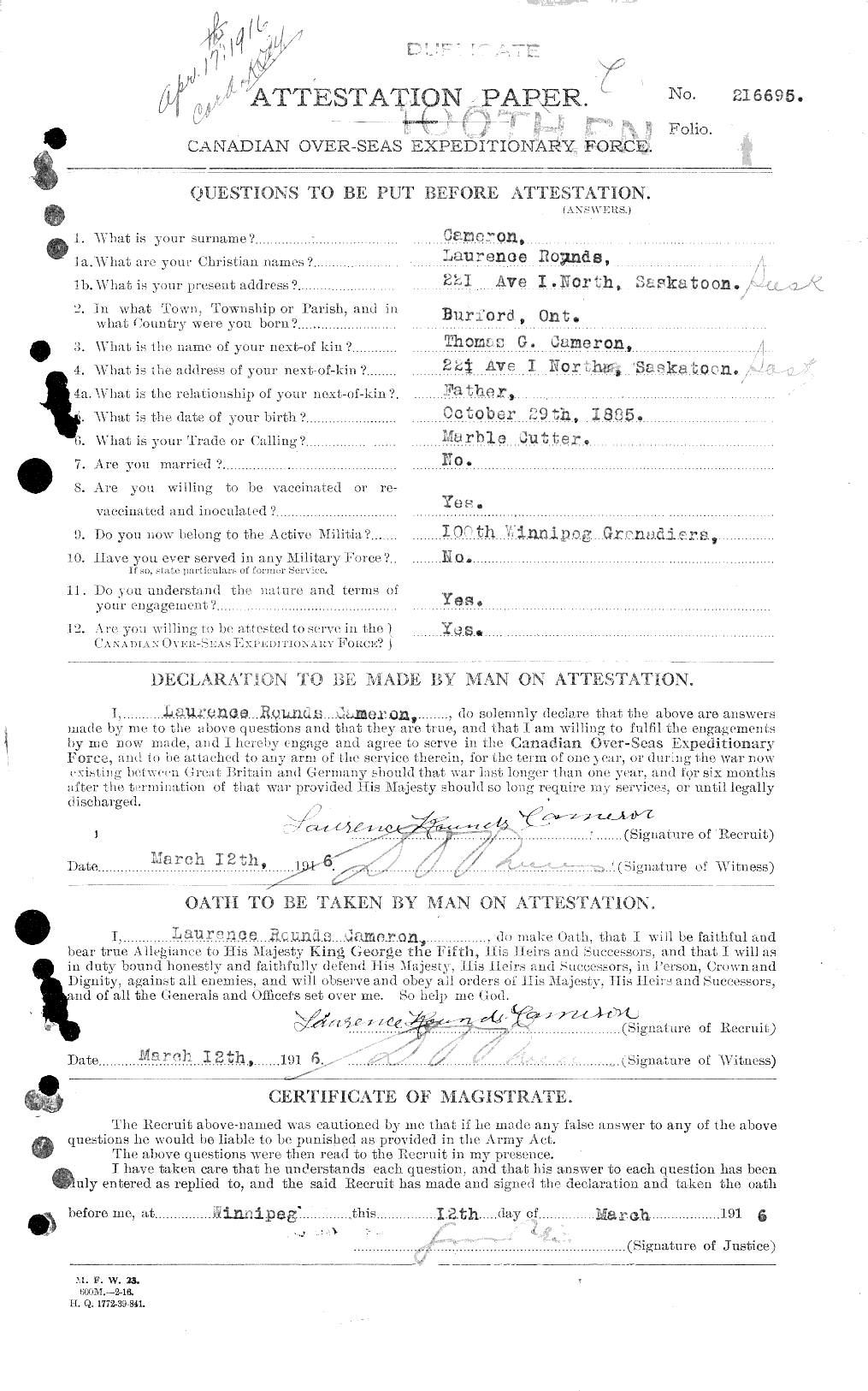 Personnel Records of the First World War - CEF 002382a