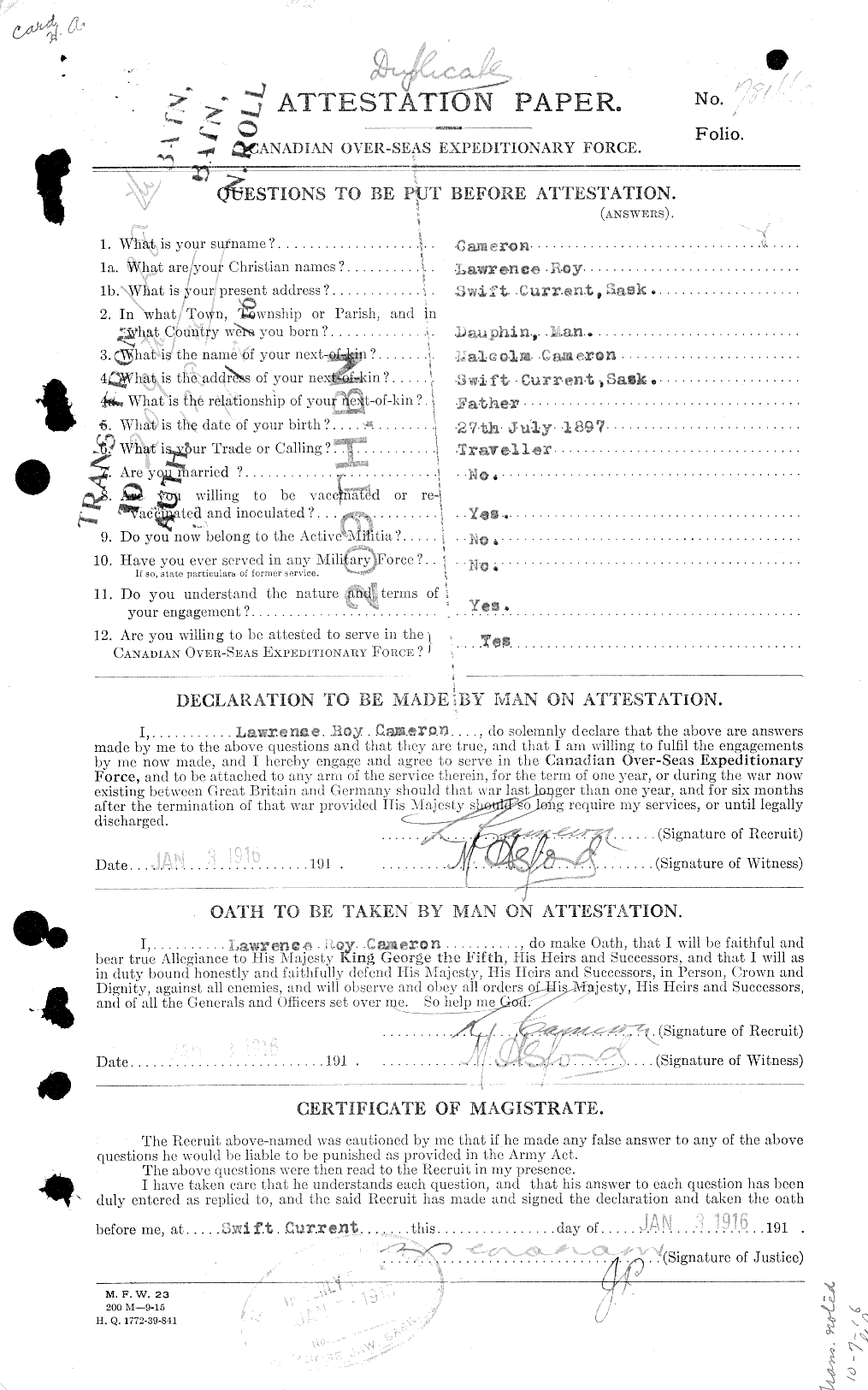 Personnel Records of the First World War - CEF 002387a