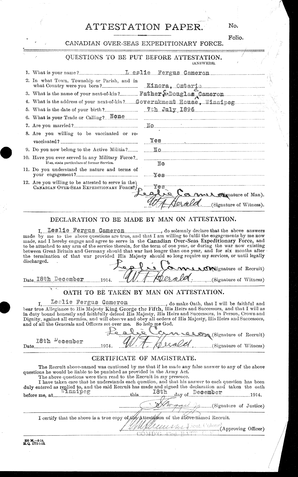Personnel Records of the First World War - CEF 002394a