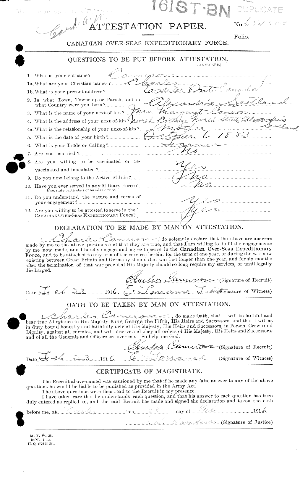 Personnel Records of the First World War - CEF 002593a
