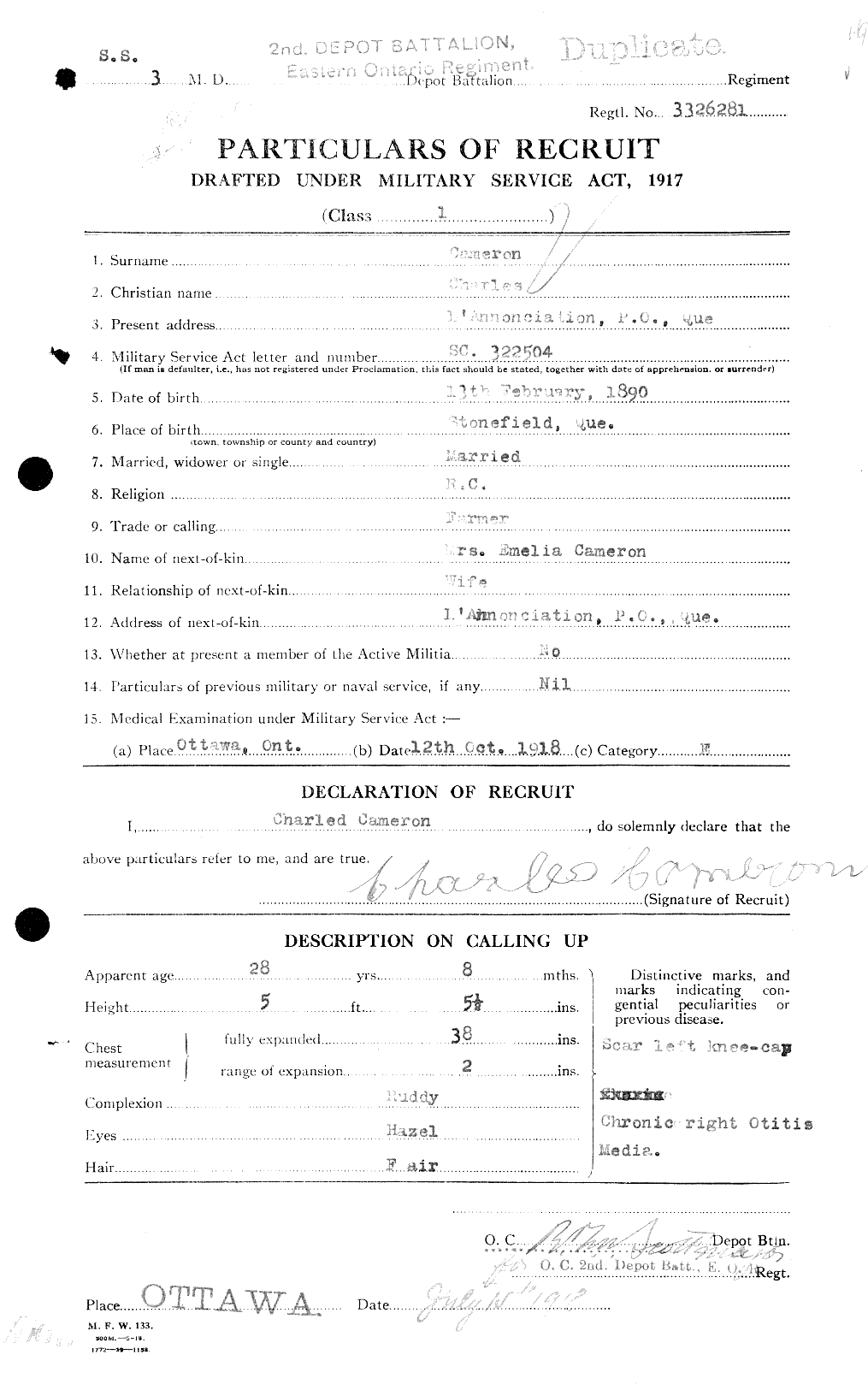 Personnel Records of the First World War - CEF 002598a