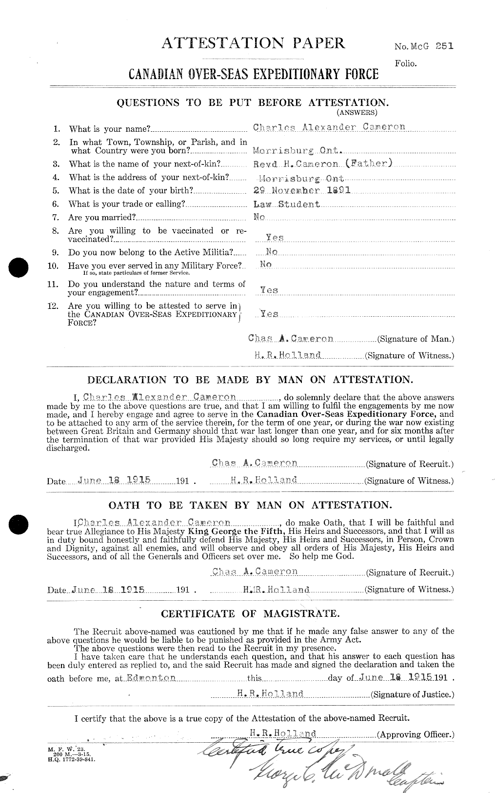 Personnel Records of the First World War - CEF 002600a