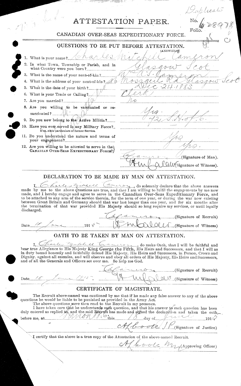 Personnel Records of the First World War - CEF 002615a