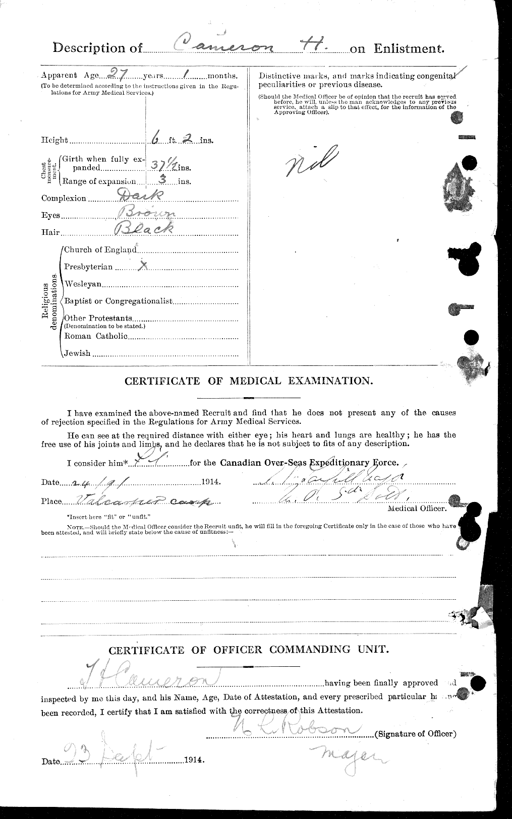 Dossiers du Personnel de la Première Guerre mondiale - CEC 002655b