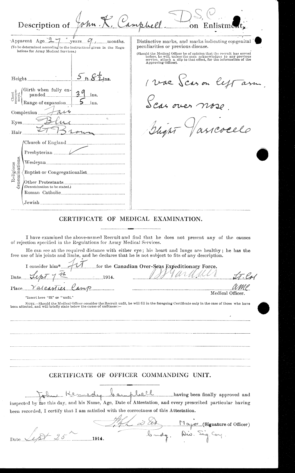 Dossiers du Personnel de la Première Guerre mondiale - CEC 003754b