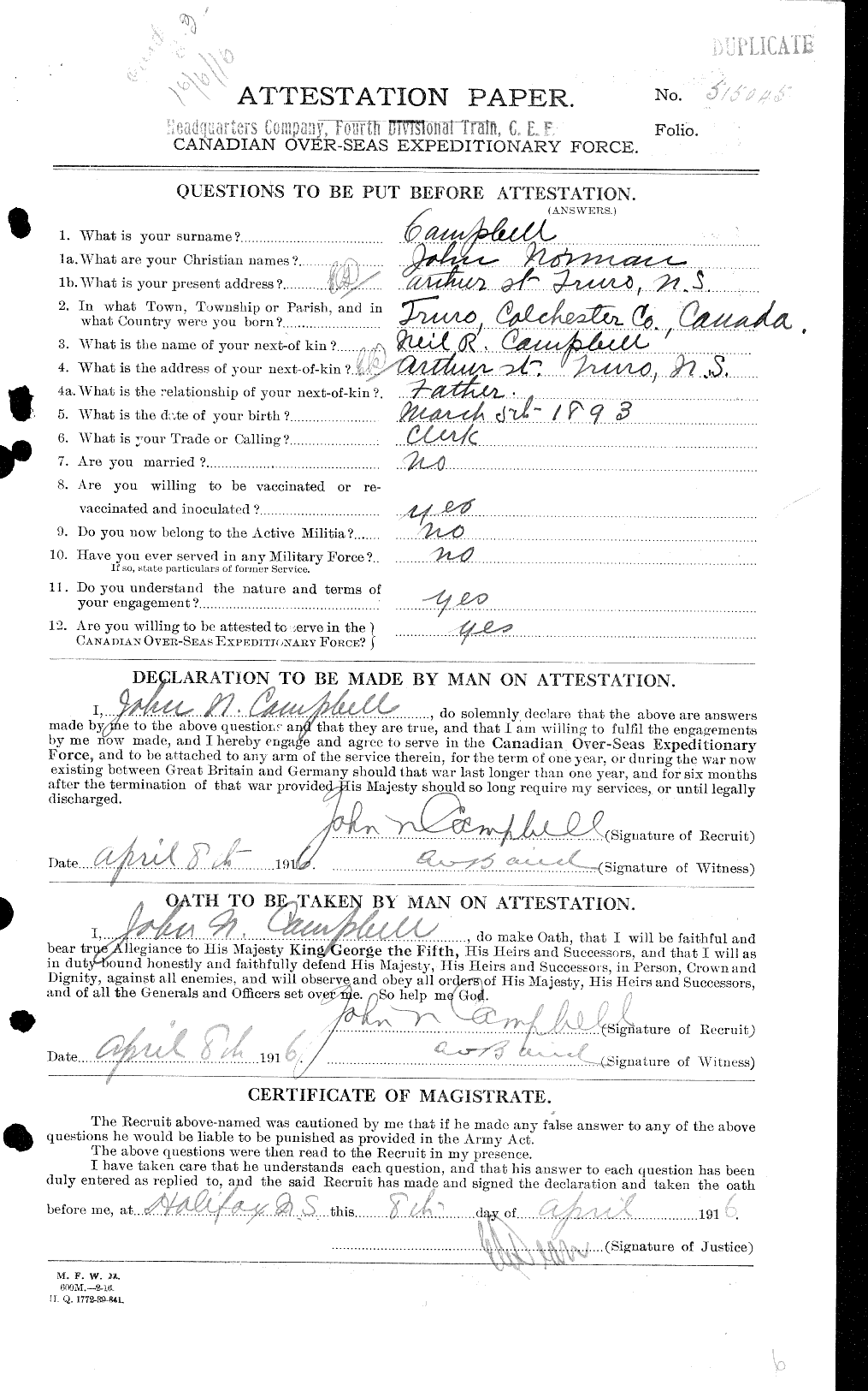 Personnel Records of the First World War - CEF 003771a