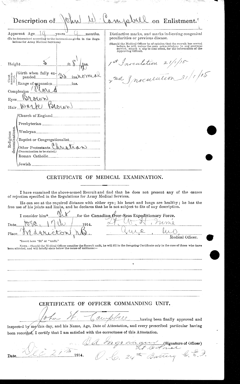 Dossiers du Personnel de la Première Guerre mondiale - CEC 003803b