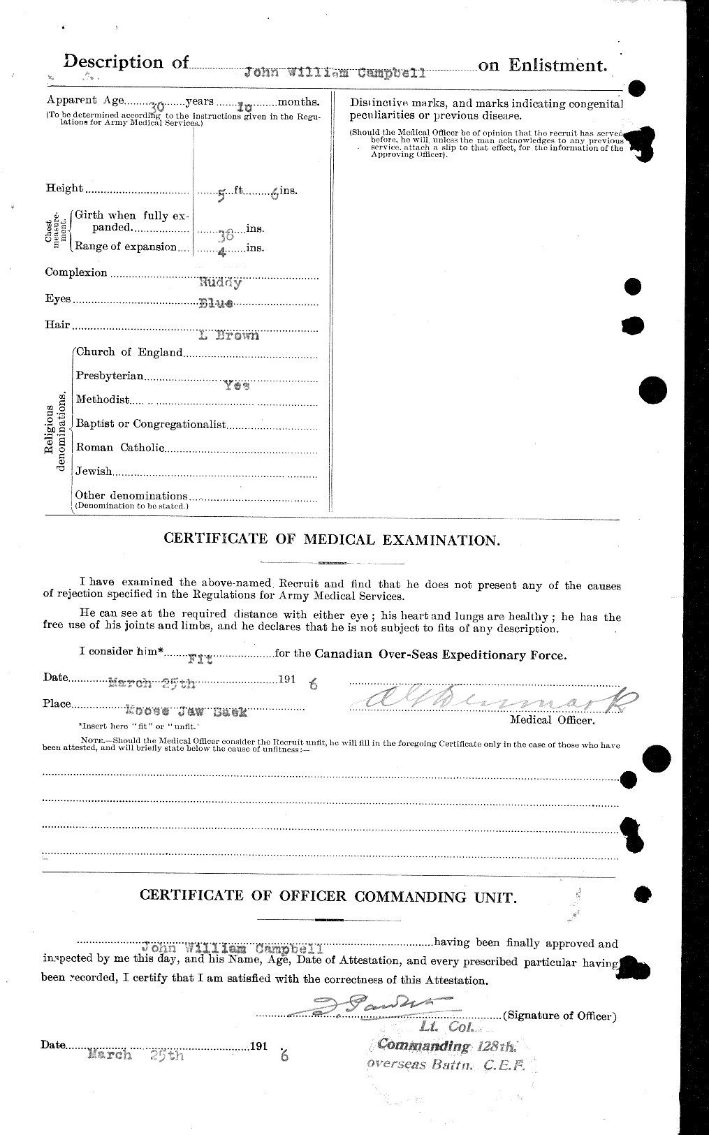 Dossiers du Personnel de la Première Guerre mondiale - CEC 003806b