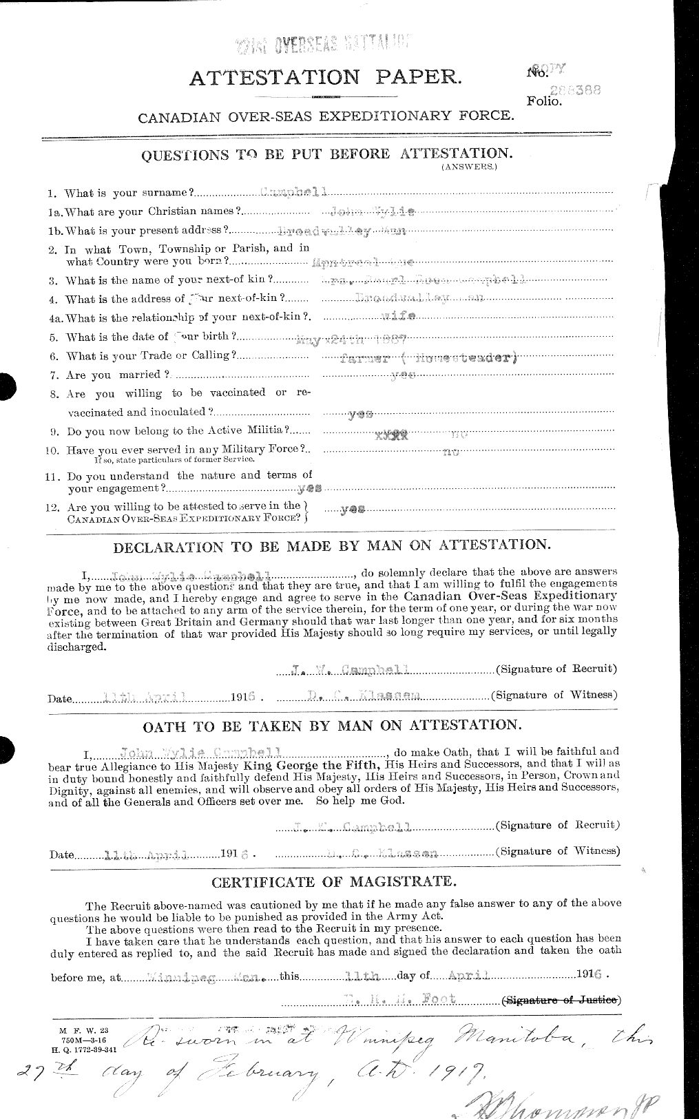 Personnel Records of the First World War - CEF 003812a