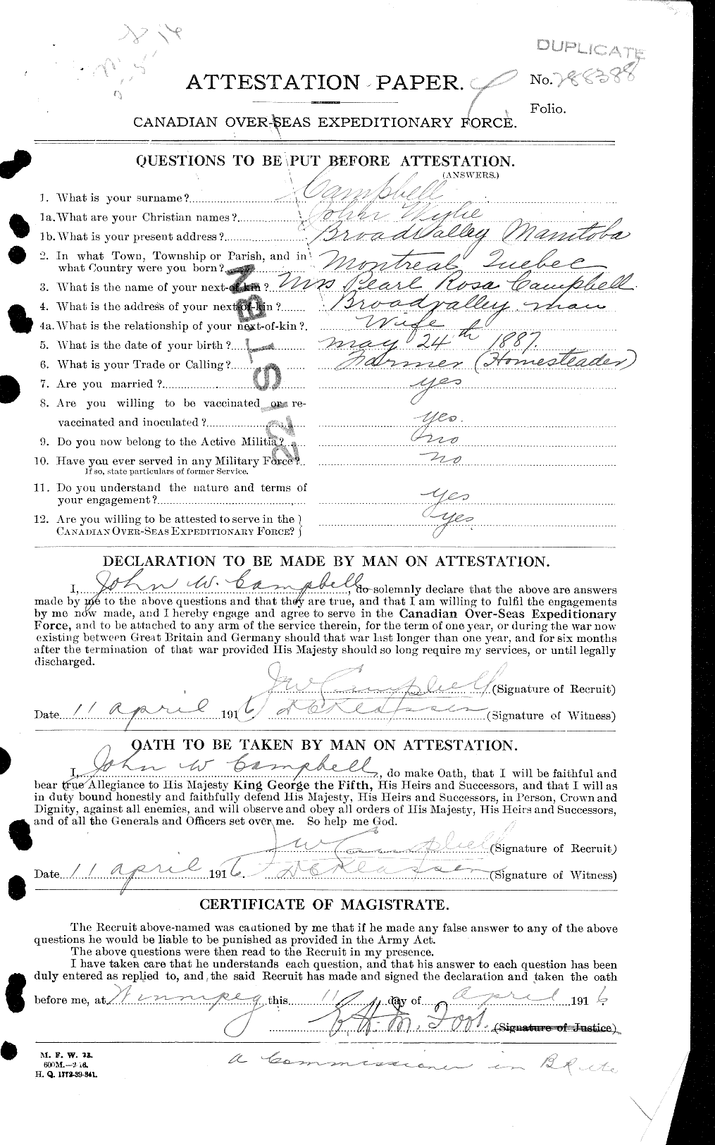 Personnel Records of the First World War - CEF 003812c