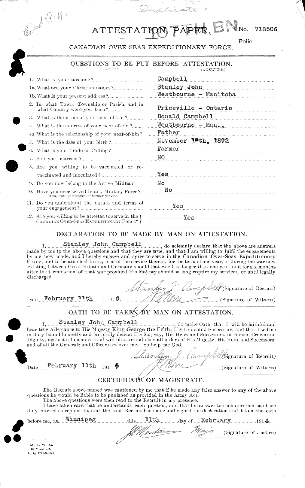Personnel Records of the First World War - CEF 003982a