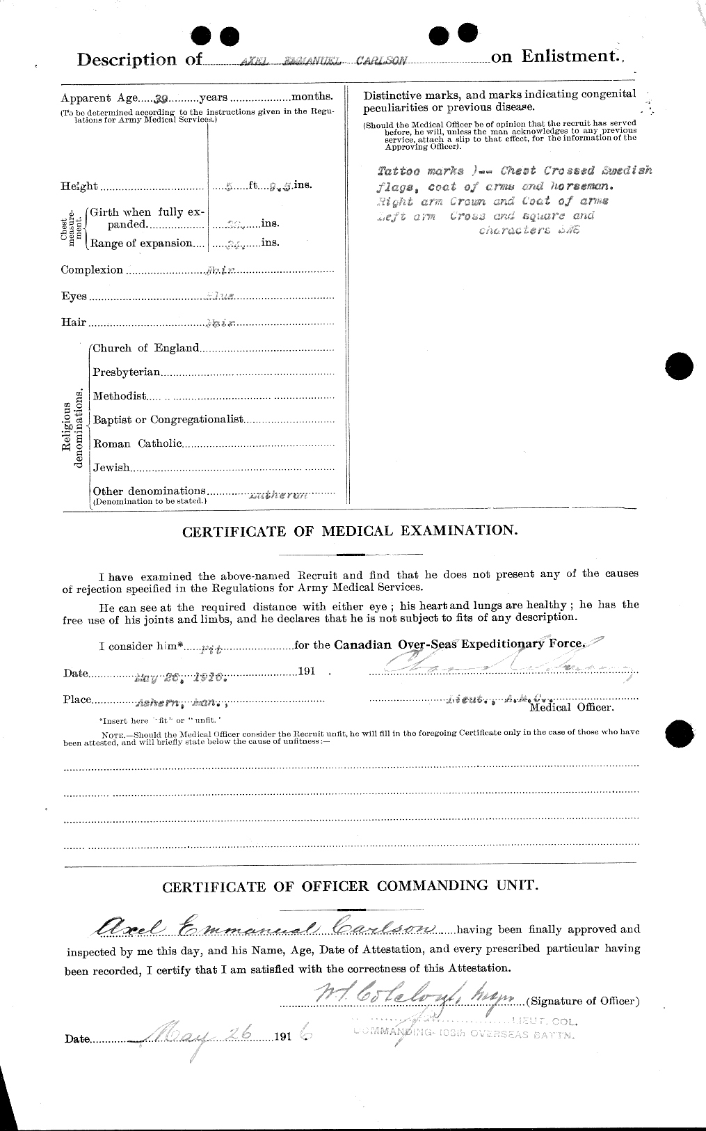 Dossiers du Personnel de la Première Guerre mondiale - CEC 004489b