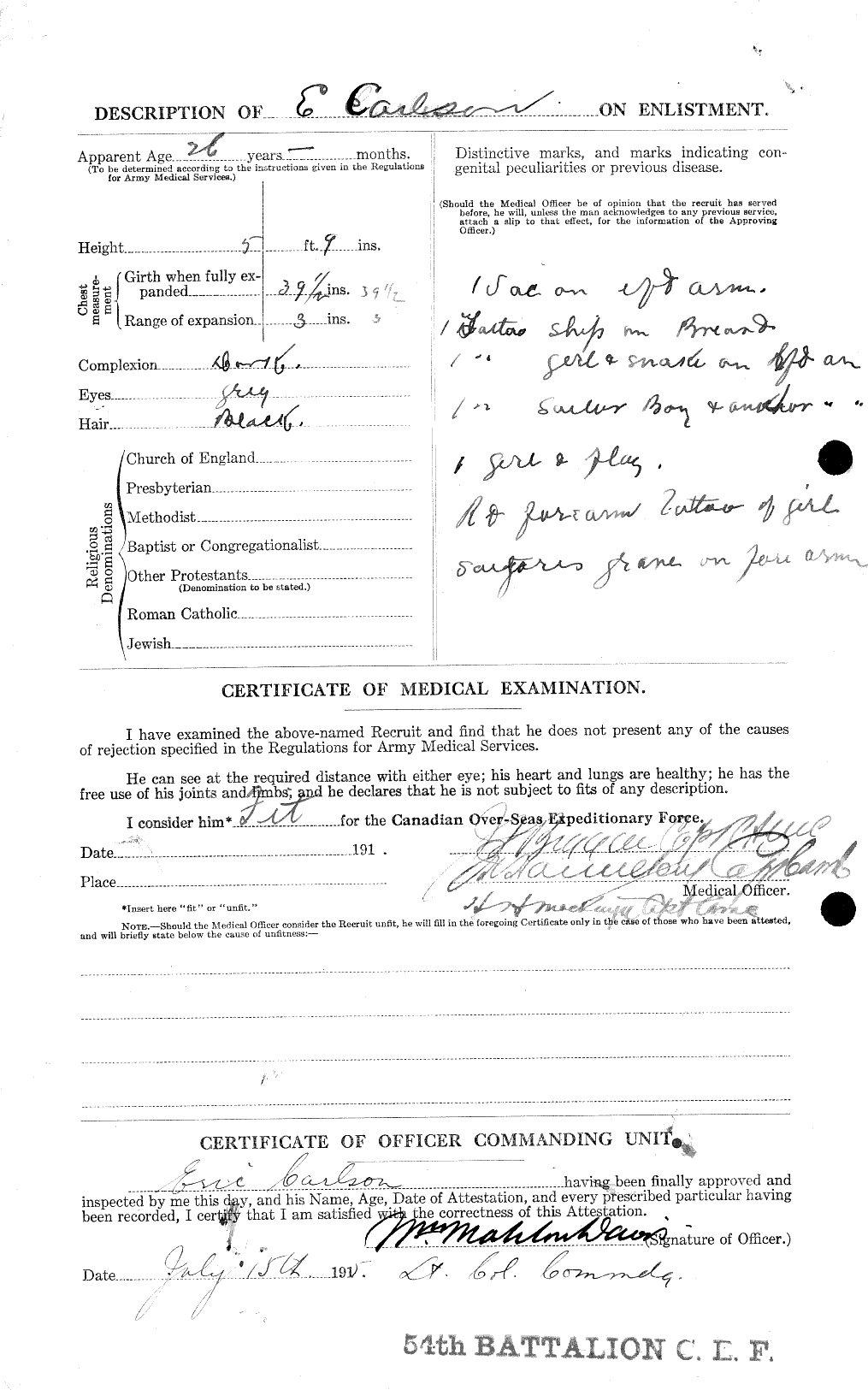 Dossiers du Personnel de la Première Guerre mondiale - CEC 004533b