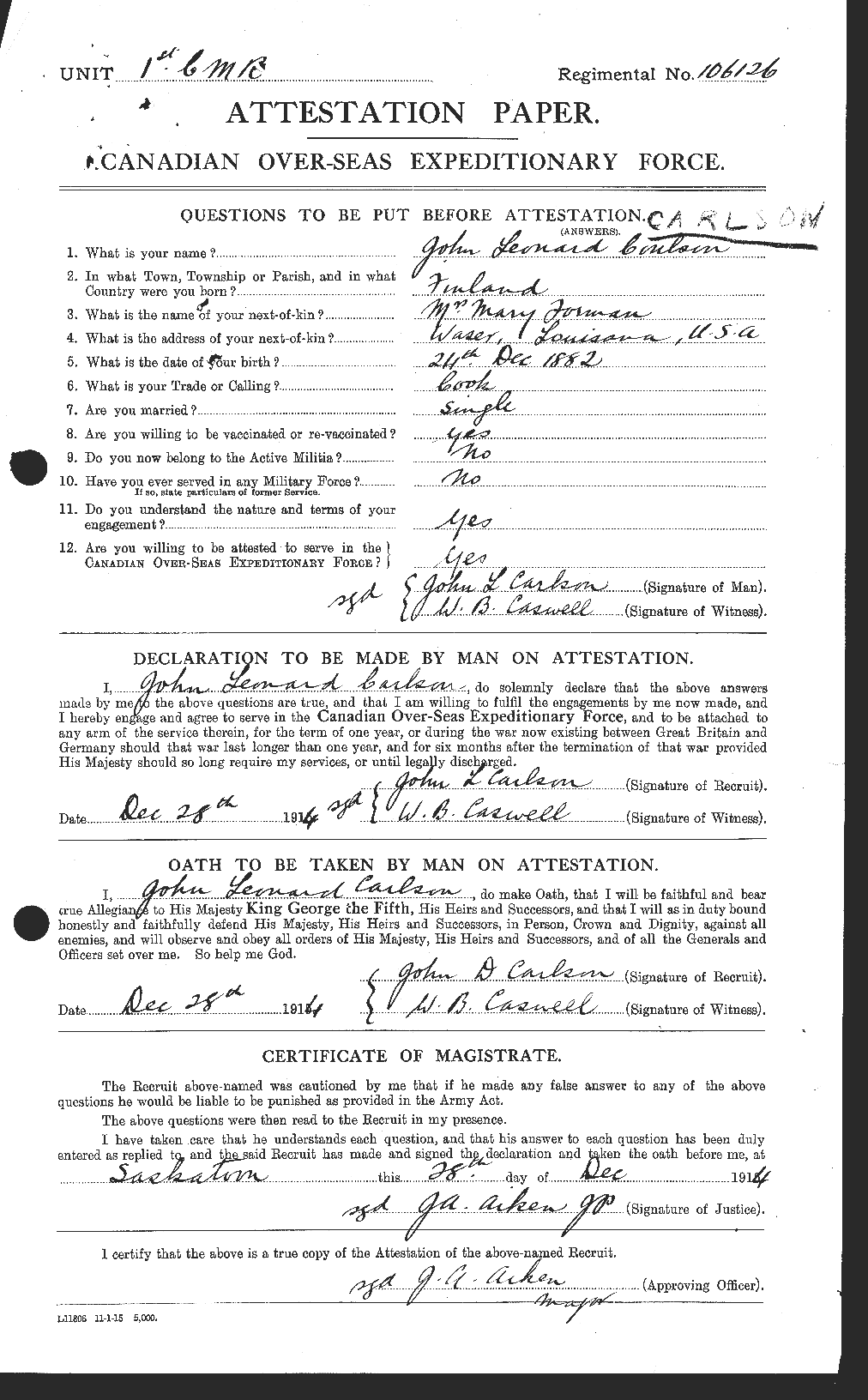 Personnel Records of the First World War - CEF 004572a