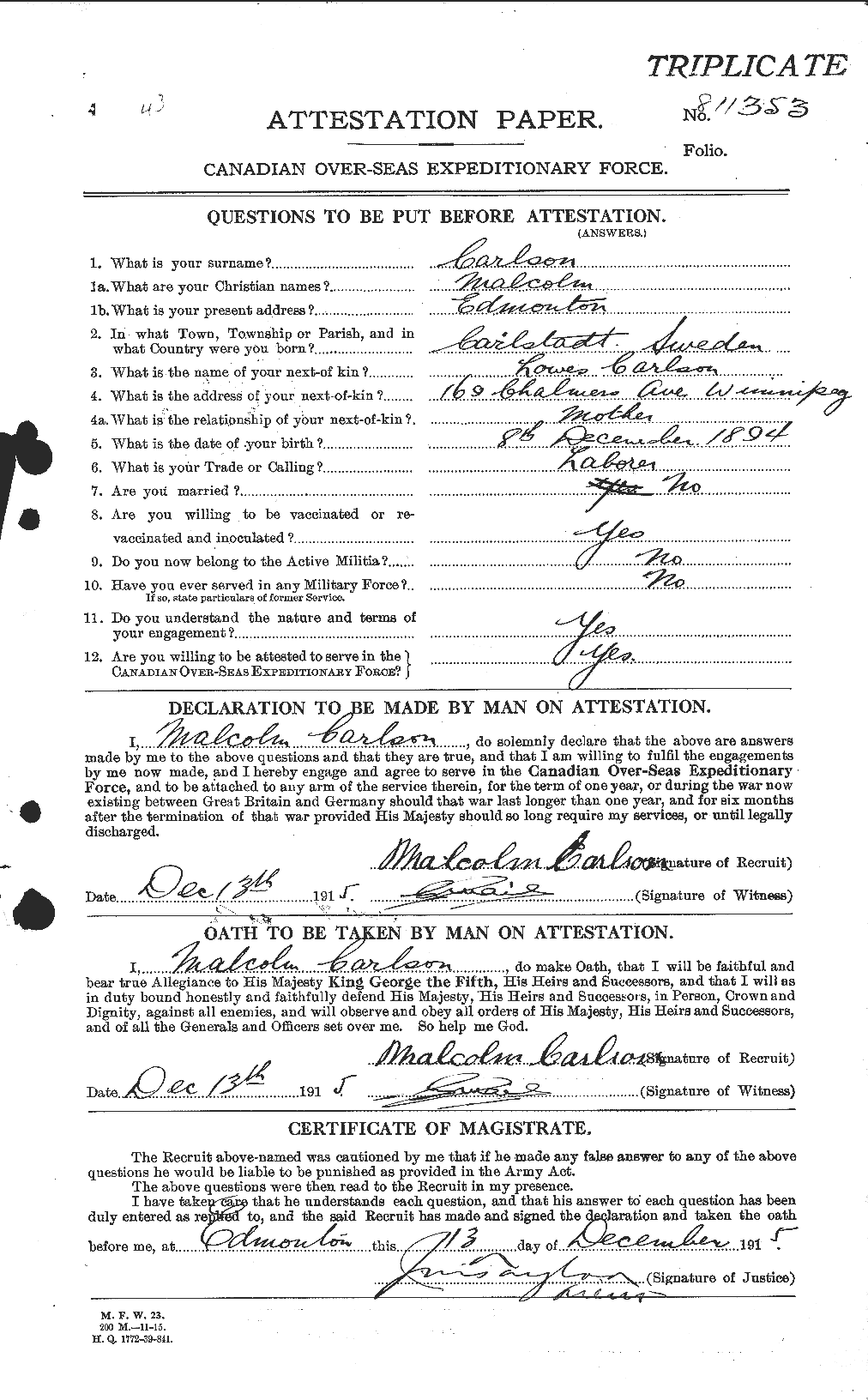 Personnel Records of the First World War - CEF 004576a