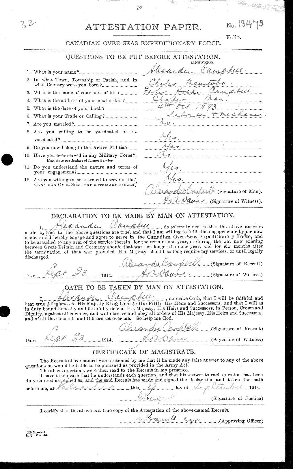 Personnel Records of the First World War - CEF 004884a