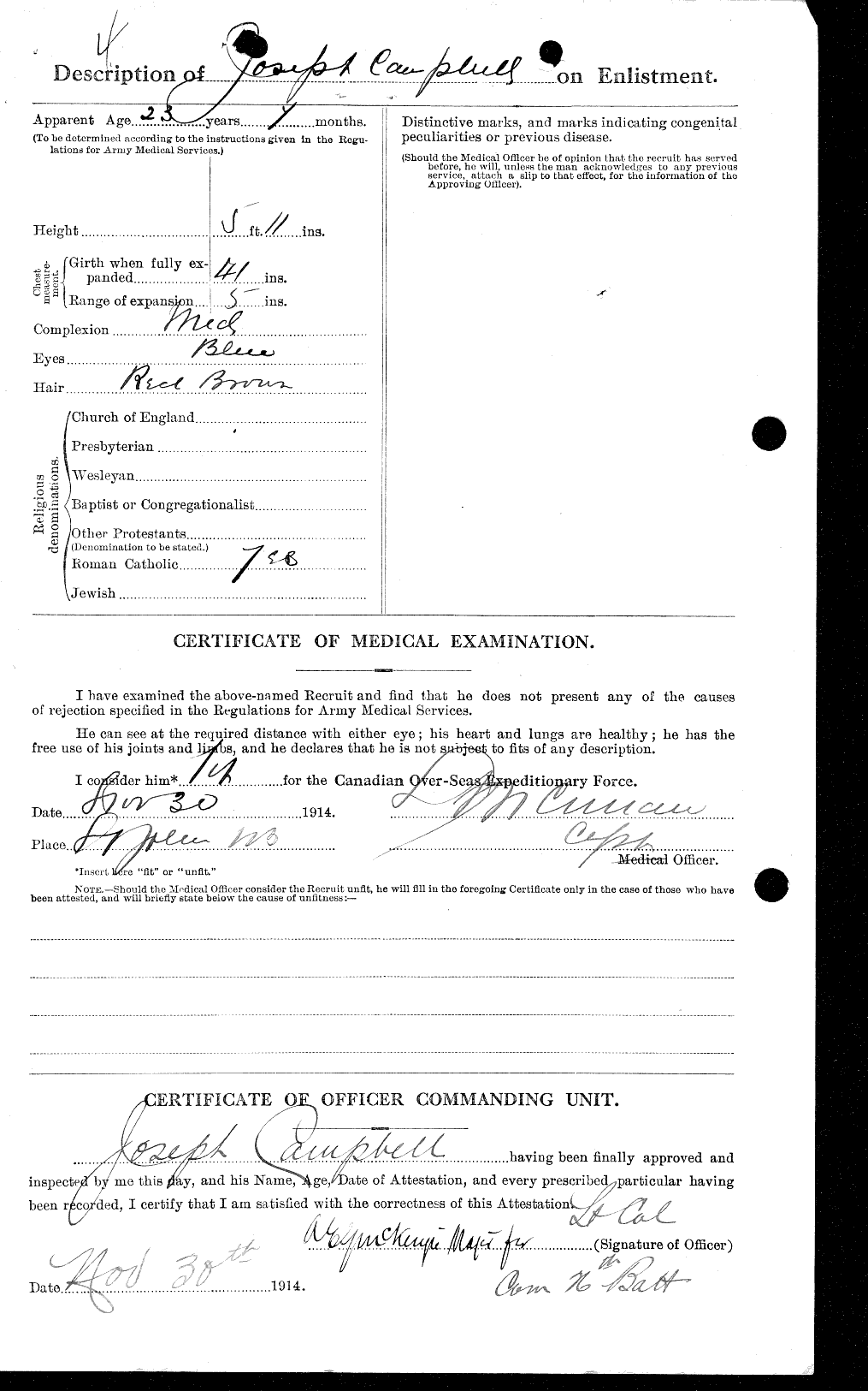 Dossiers du Personnel de la Première Guerre mondiale - CEC 004964b