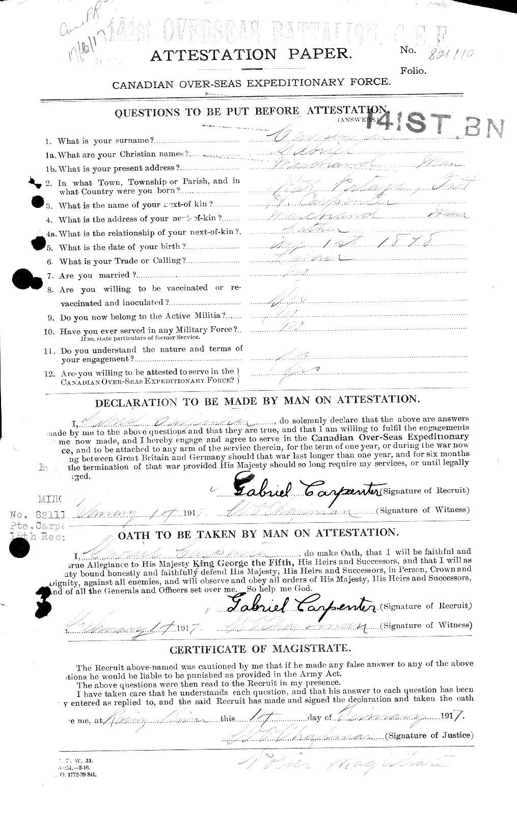 Personnel Records of the First World War - CEF 005258a
