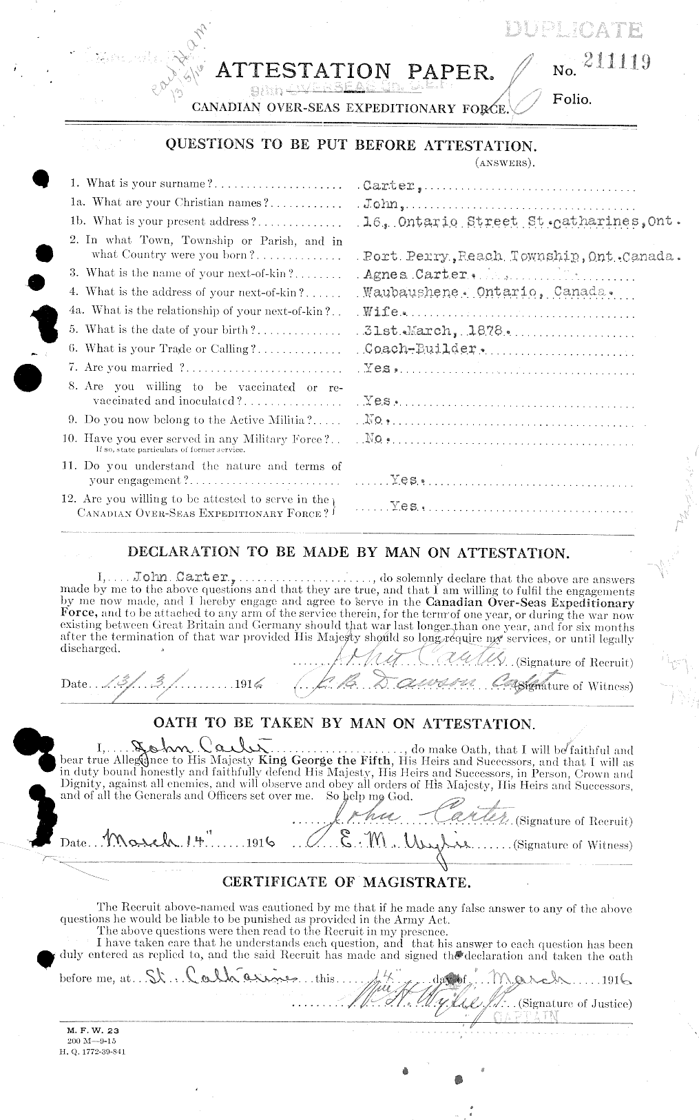 Personnel Records of the First World War - CEF 006020a