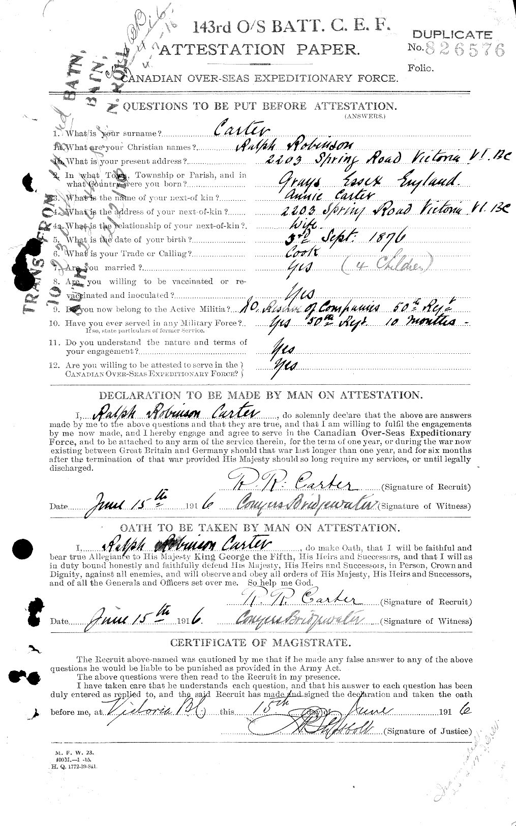 Personnel Records of the First World War - CEF 006132a