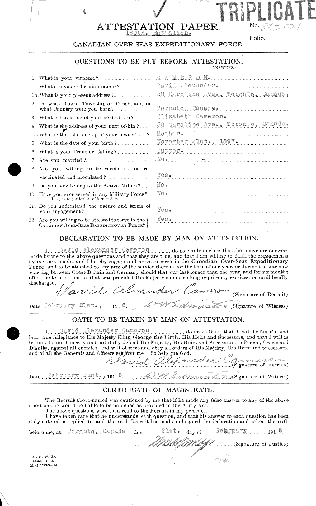 Personnel Records of the First World War - CEF 006485a