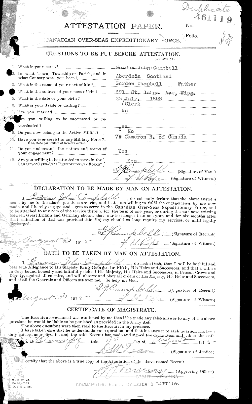 Personnel Records of the First World War - CEF 006704a