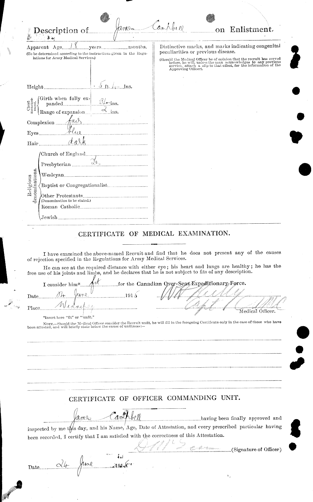 Dossiers du Personnel de la Première Guerre mondiale - CEC 006734b