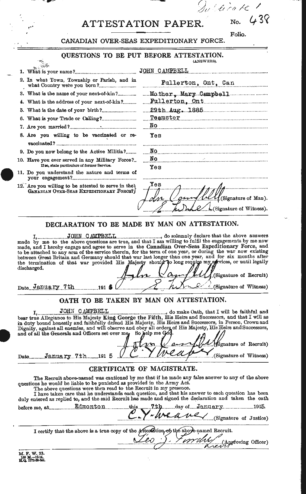 Personnel Records of the First World War - CEF 006798a