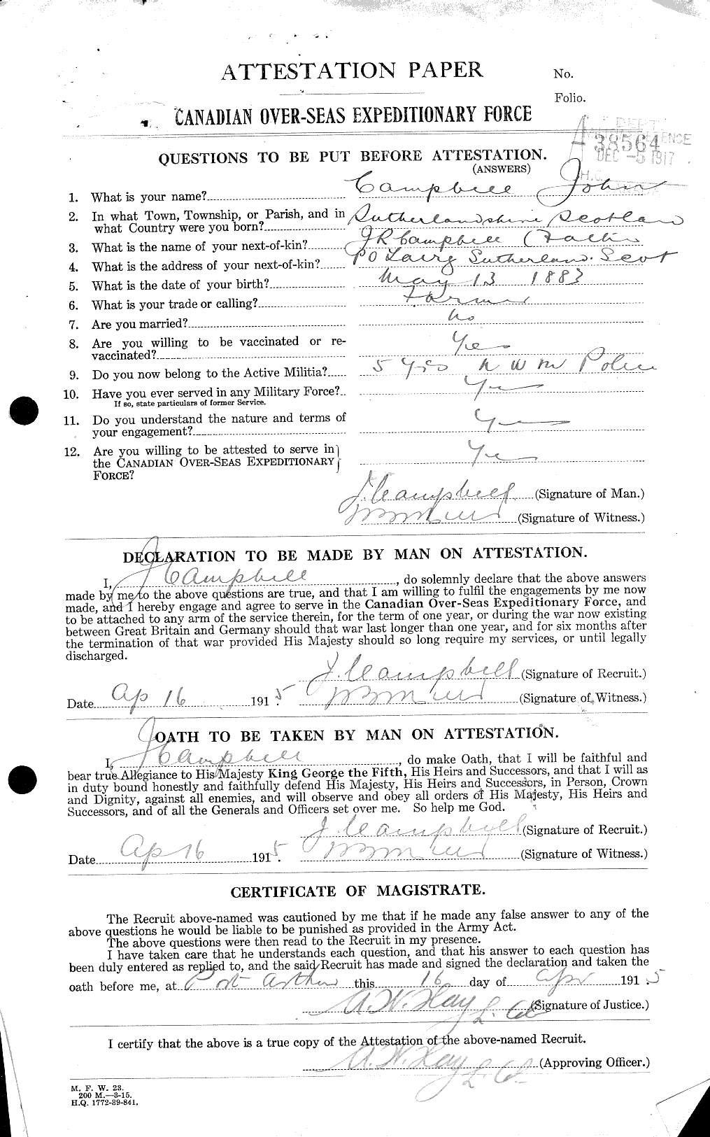 Personnel Records of the First World War - CEF 006799c