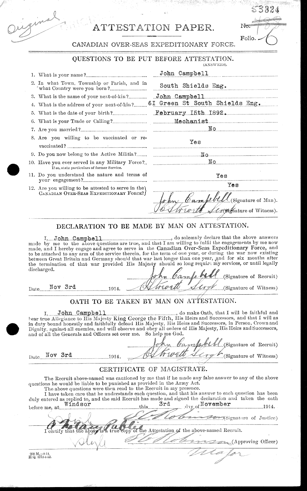 Personnel Records of the First World War - CEF 006801a